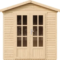 Casetta da Giardino in Legno Grezzo 2x2m 4 m2 Pavimento Porta Vetrata