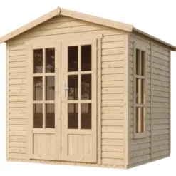 Casetta da Giardino in Legno Grezzo 2x2m 4 m2 Pavimento Porta Vetrata