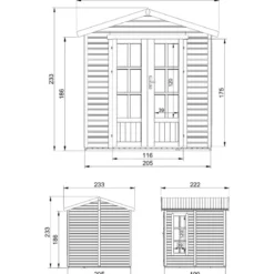 Casetta da Giardino in Legno Grezzo 2x2m 4 m2 Pavimento Porta Vetrata