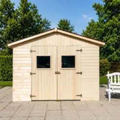 Casetta da Giardino in Legno Grezzo 3x4 m Pannelli 16 mm Porta Doppia