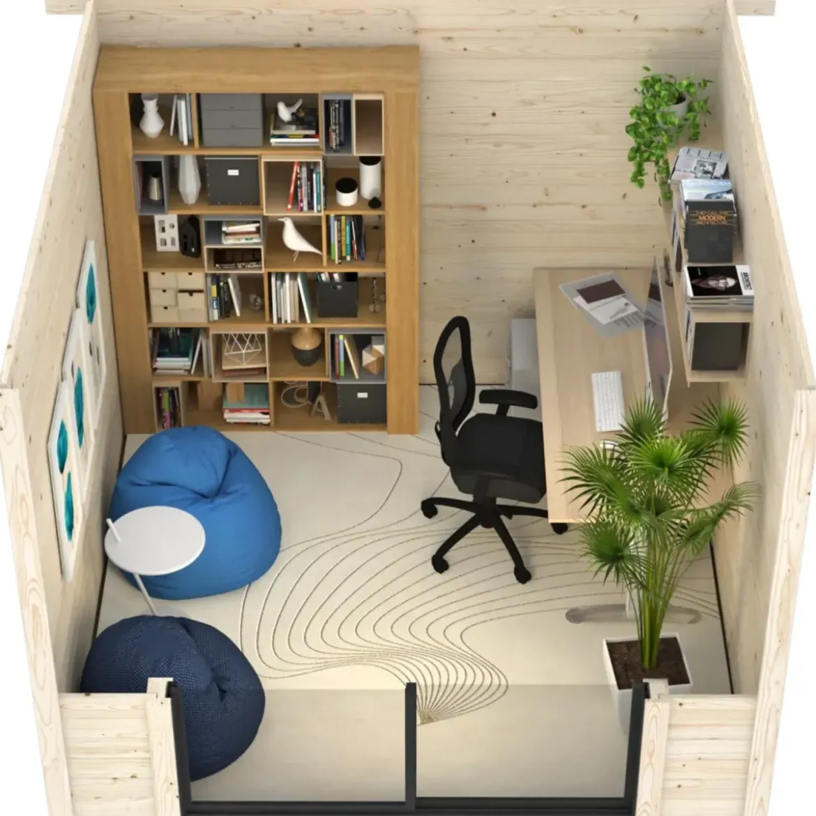 Casetta da Giardino in Legno 28 mm 285x291 cm Porta a Vetro Scorrevole