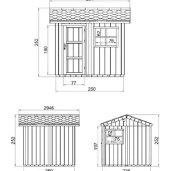 Casetta da Giardino in Legno Marrone 236x250 cm 6 m2 con Pavimento