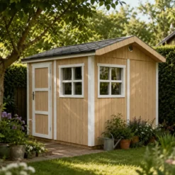 Casetta da Giardino in Legno Miele 236x250 cm 6 m2 con Pavimento