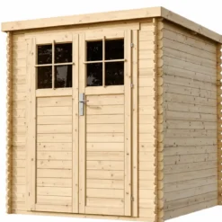 Casetta da Giardino in Legno 2x2 19 mm Doppia Porta con Serratura