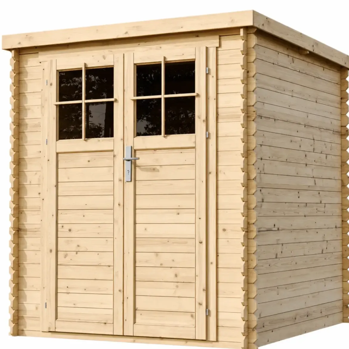Casetta da Giardino in Legno 2x2 19 mm Doppia Porta con Serratura