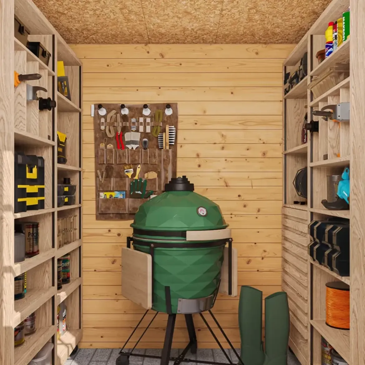 Casetta da Giardino in Legno 2x2 19 mm Doppia Porta con Serratura