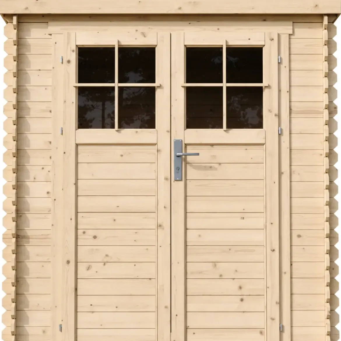 Casetta da Giardino in Legno 2x2 19 mm Doppia Porta con Serratura