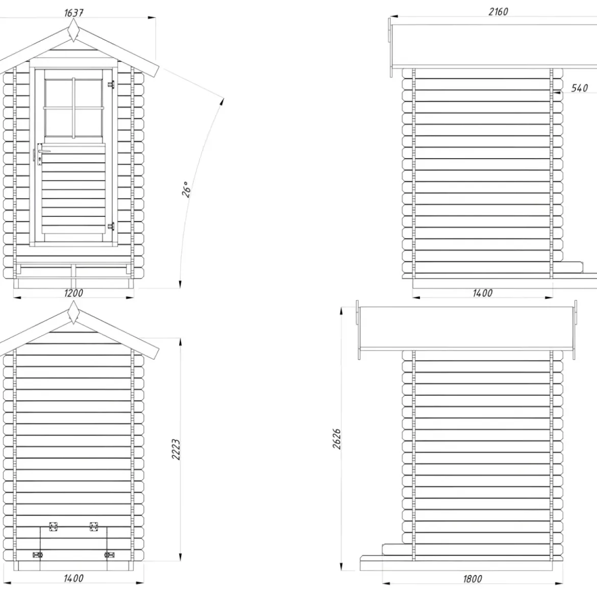 Casetta da Giardino in Legno 138x158 cm 28 mm Blockhouse
