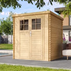 Casetta da Giardino in Legno 2x2 19 mm Pavimento Porta con Serratura