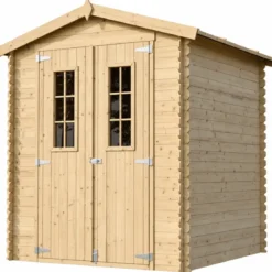 Casetta da Giardino in Legno 180x180 Tetto OSB Doppia Porta 19 mm