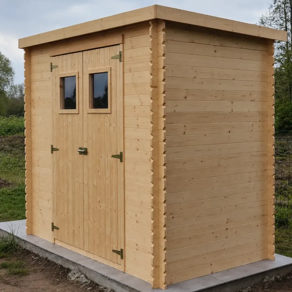 Casetta da Giardino in Legno 235x130 cm Porte Finestrate 19 mm