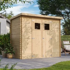 Casetta da Giardino in Legno 235x130 Pavimento Porte Finestrate 19 mm