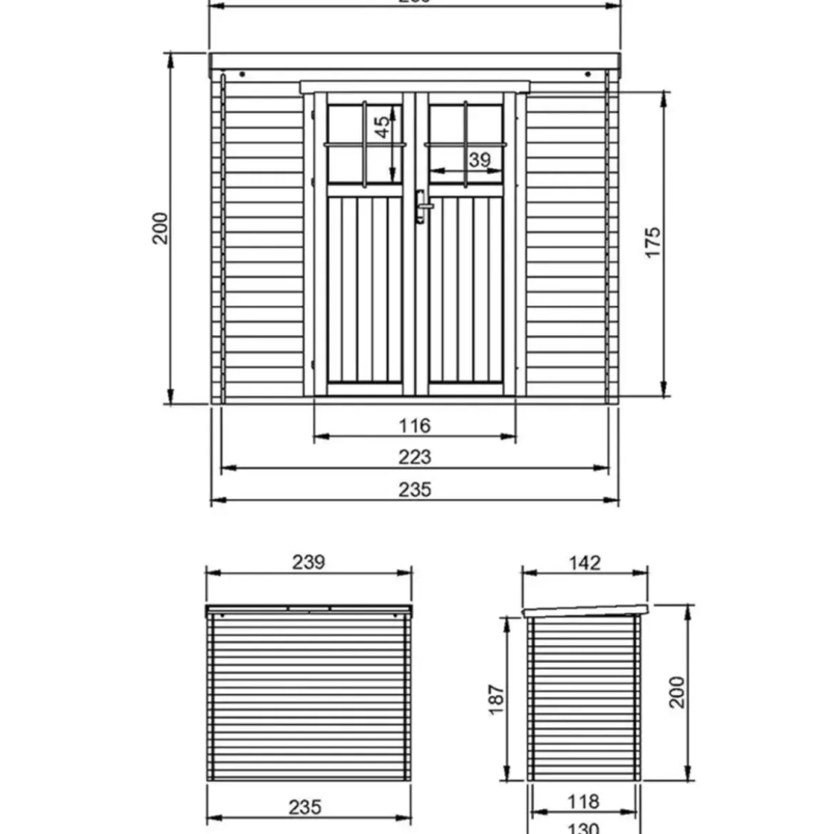 Casetta da Giardino in Legno 235x130 Porta con Serratura 19 mm