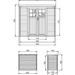 Casetta da Giardino in Legno 235x130 Pavimento Porta con Serratura
