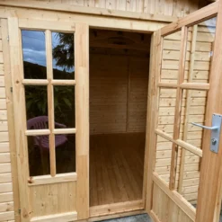 Casetta da Giardino in Legno 3x2 m con Pavimento Doppia Porta Finestre