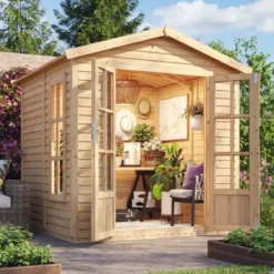 Casetta da Giardino in Legno 2x2 m 4 m2 con Pavimento Tegole Marrone