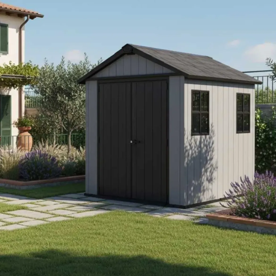 Casetta da Giardino Keter Newton Plus in Resina Grigio 230x287 cm
