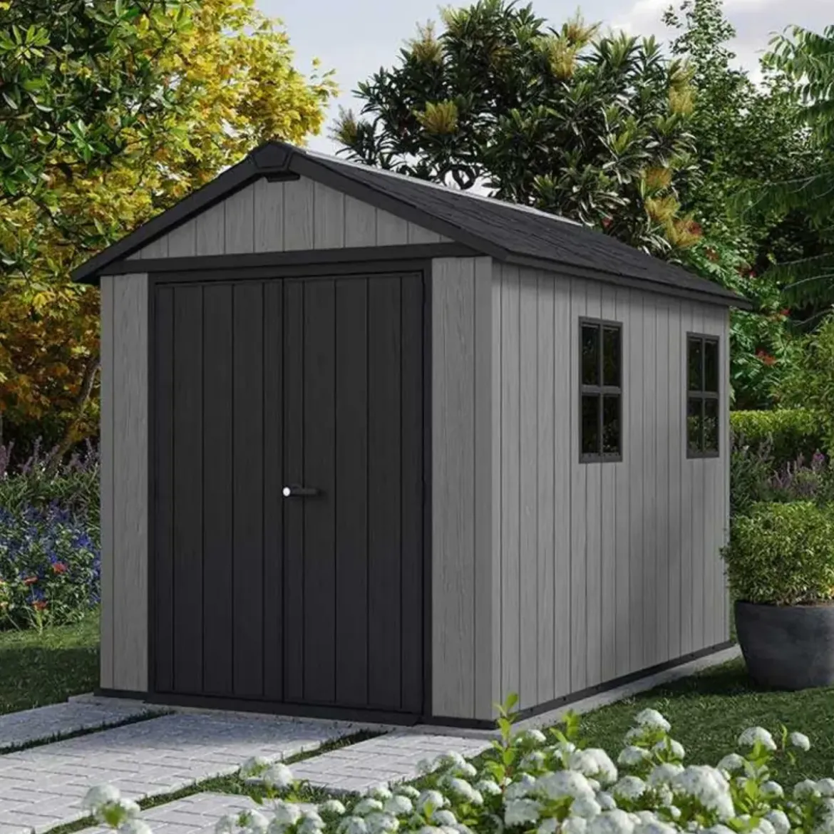 Casetta da Giardino Keter Newton Plus in Resina Grigio 230x287 cm