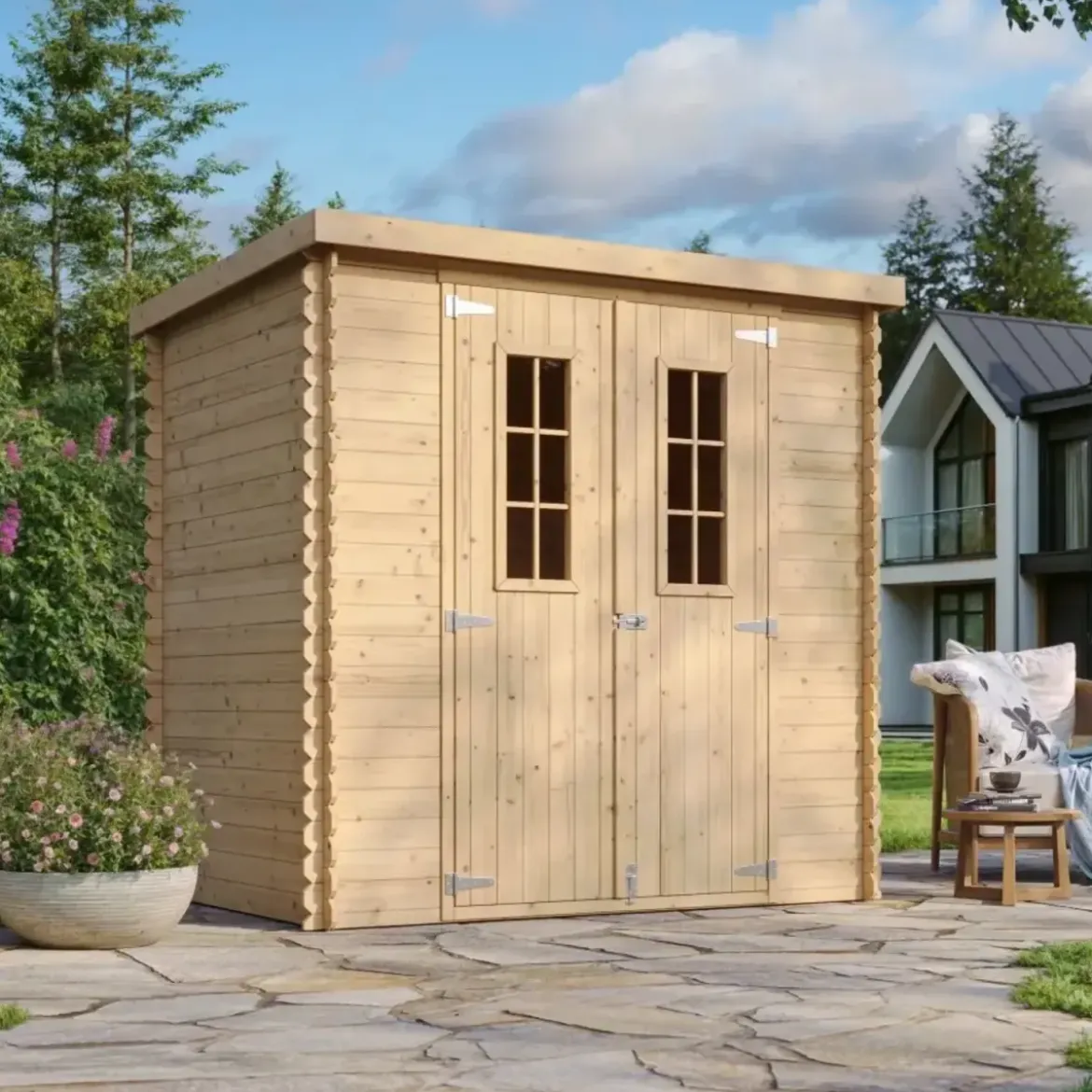 Casetta da Giardino Legno 19 mm 200x130 cm Doppia Porta Pavimento