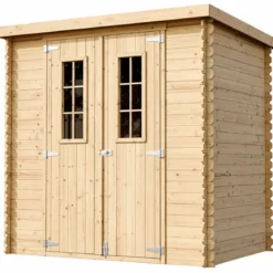 Casetta da Giardino Legno 19 mm 200x130 cm Doppia Porta Tetto Bitumato