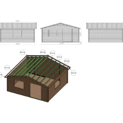 Casetta da Giardino 44 mm in Legno 6x6 infissi con doppio vetro