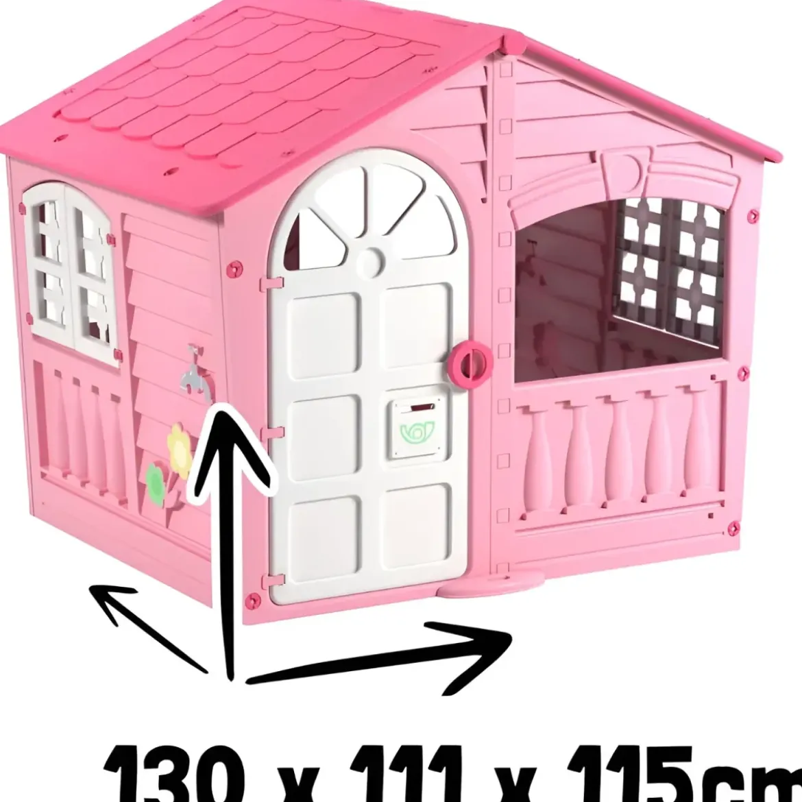 Casetta da Giardino per Bambini Rosa in Plastica Porta e Finestre Apribili