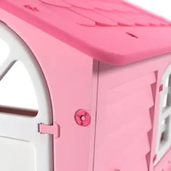Casetta da Giardino per Bambini Rosa in Plastica Porta e Finestre Apribili