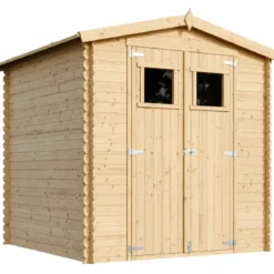 Casetta da Giardino 2x2 in Legno 19 mm Doppia Porta Deposito Attrezzi