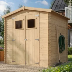 Casetta da Giardino 2x2 in Legno 19 mm Doppia Porta Deposito Attrezzi