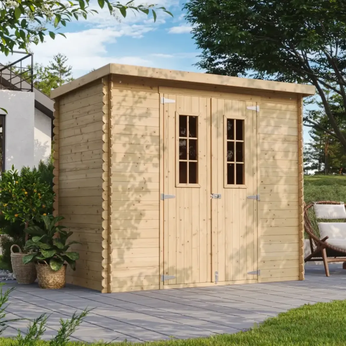 Casetta da Giardino 235x130 Legno 19 mm Doppia Porta Finestrata 3 m2