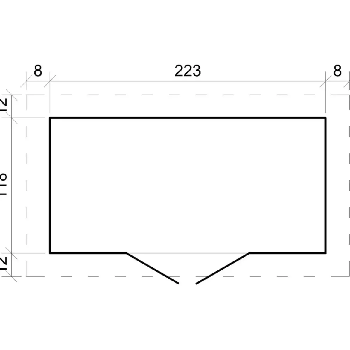 Casetta da Giardino 235x130 Legno 19 mm Pavimento Doppia Porta 3 m2