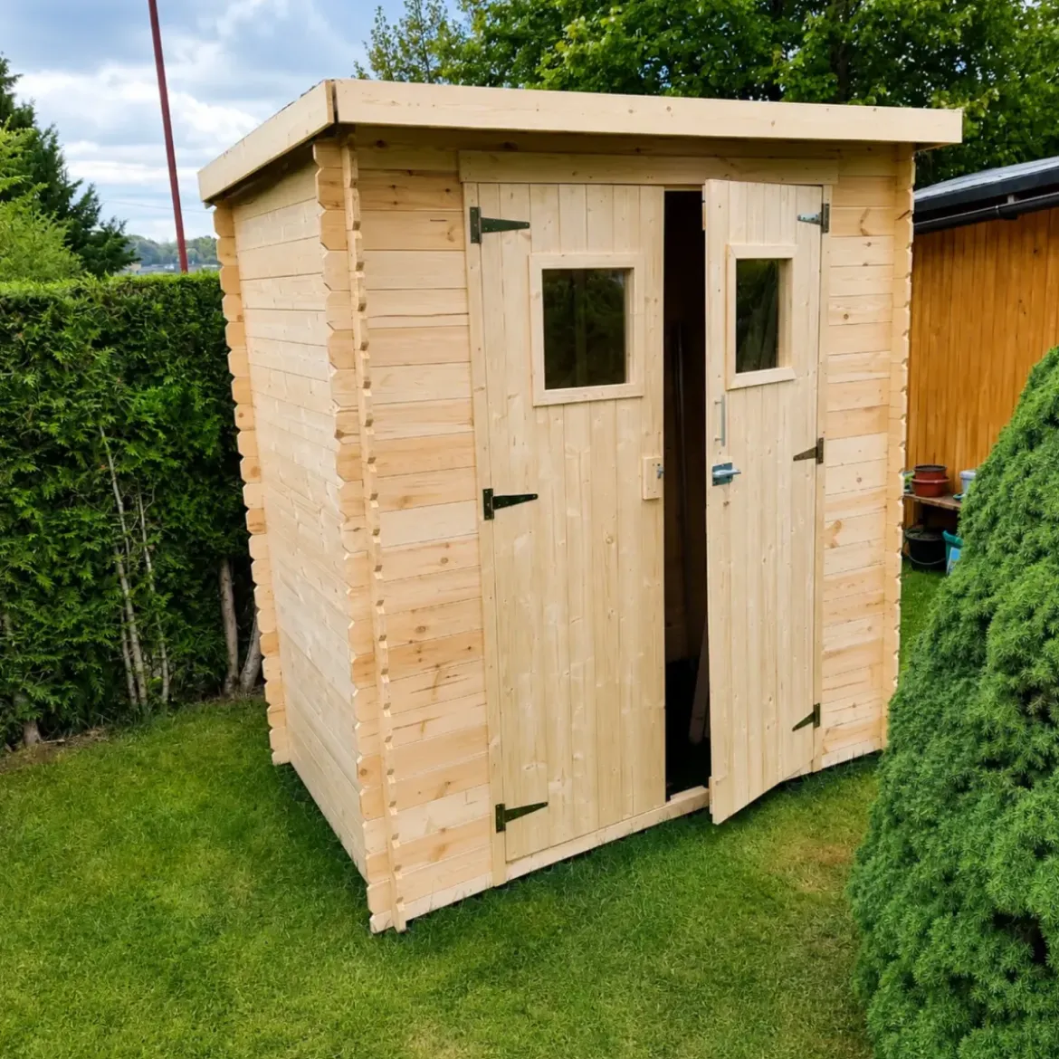 Casetta da Giardino 200x130 Legno 19 mm Doppia Porta Finestrata 2 m2