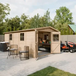 Casetta da Giardino 3x5 m in Legno 17 mm Porte Doppie Finestre 15 m2