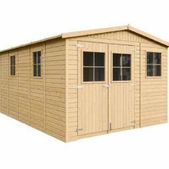 Casetta da Giardino 3x5 m in Legno 17 mm Porte Doppie Finestre 15 m2