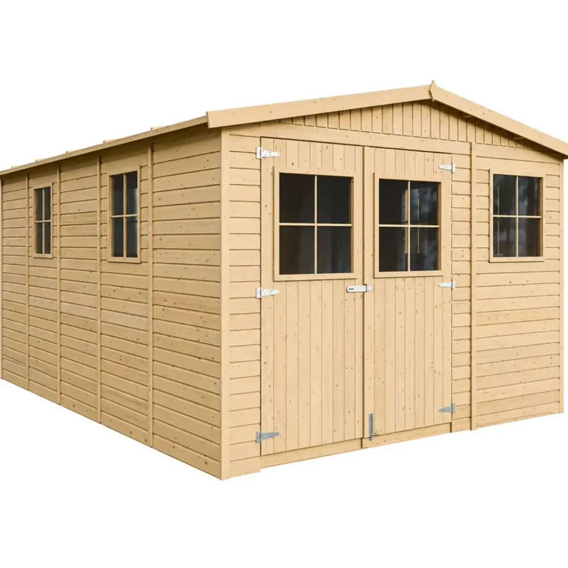 Casetta da Giardino 3x5 m in Legno 17 mm Porte Doppie Finestre 15 m2