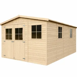 Casetta da Giardino 3x5 m in Legno 17 mm Porte Doppie Finestre 15 m2