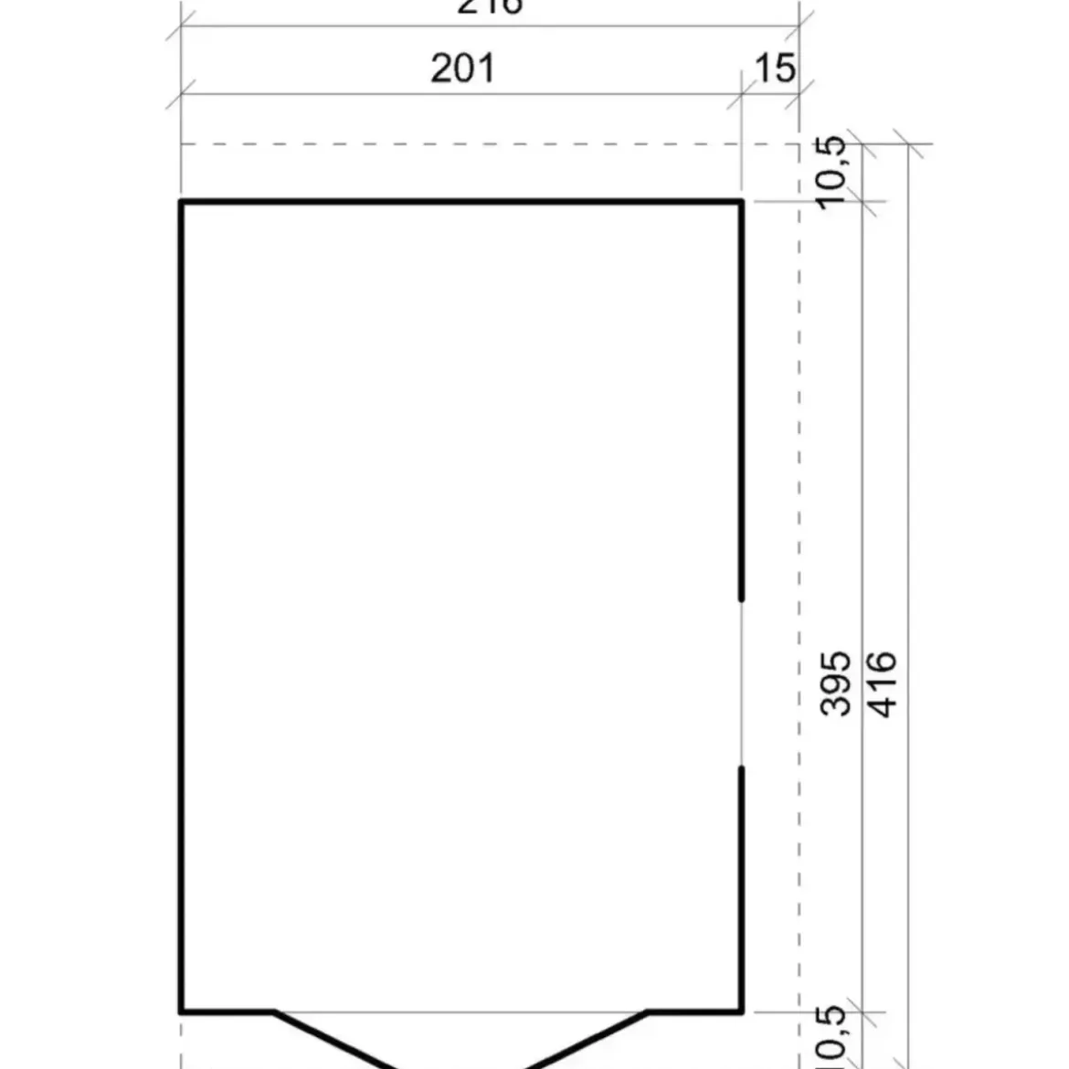 Casetta da Giardino 2x4 m in Legno 17 mm Addossata Aperta Doppia Porta