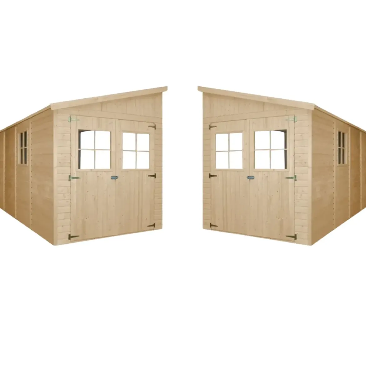 Casetta da Giardino 2x4 m in Legno 17 mm Addossata Aperta Doppia Porta