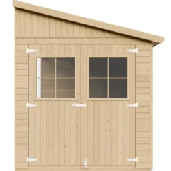 Casetta da Giardino 2x4 m in Legno 17 mm Addossata Aperta Doppia Porta