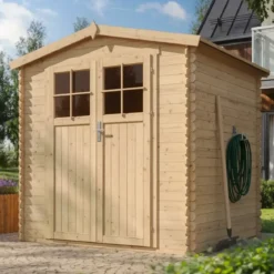 Casetta da Giardino 2x2 m Legno 19 mm Pavimento Serratura Impermeabile
