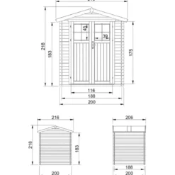 Casetta da Giardino 2x2 m Legno 19 mm Pavimento Serratura Impermeabile