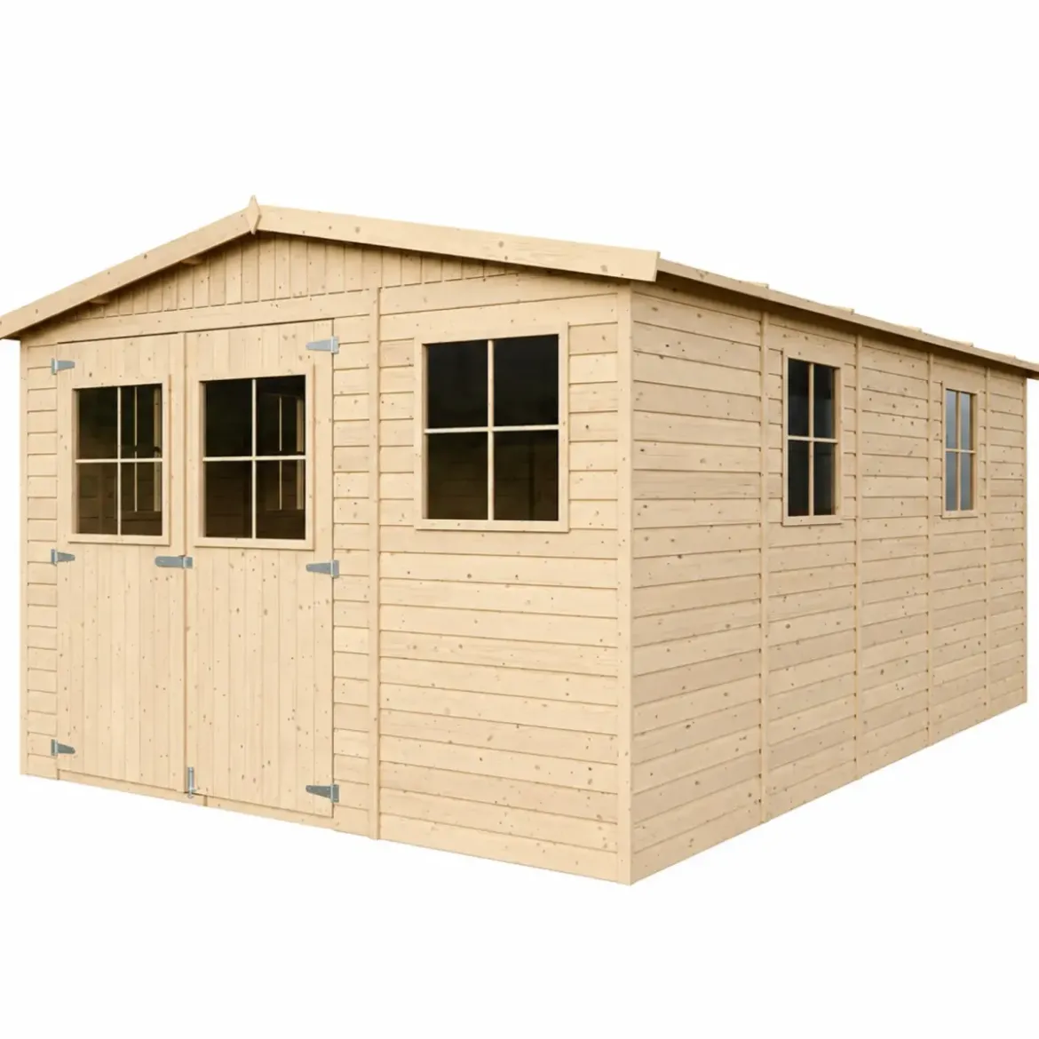 Casetta da Giardino 3x5 m Legno 17 mm Pavimento Porte Finestre 15 m2