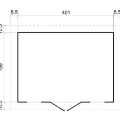 Casetta da Giardino 4x2 m Legno 17 mm Pavimento Doppia Porta Finestre
