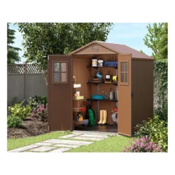 Casetta da Giardino 190x183x221 cm Effetto Legno EVOTECH+ Doppia Porta