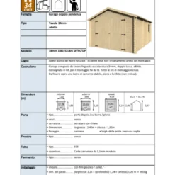 Casetta Garage Box in Legno Abete 34mm da Giardino 4x5 Porta Doppia