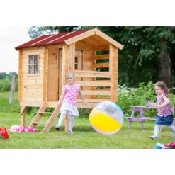 Casetta Gioco per Bambini in Legno di Pino Timbela da Giardino Rialzata