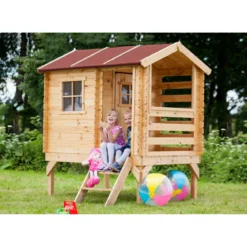 Casetta Gioco per Bambini in Legno di Pino Timbela da Giardino Rialzata
