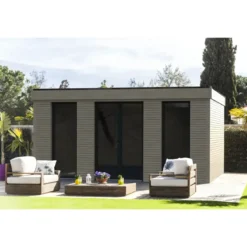 Casetta in Legno Abitabile 5x5 metri Parete Isolanti Porta Finestra da Giardino
