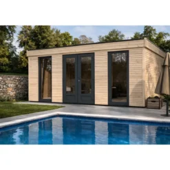 Casetta in Legno Abitabile 5x3.6 metri Parete Isolanti Porta Finestra Giardino