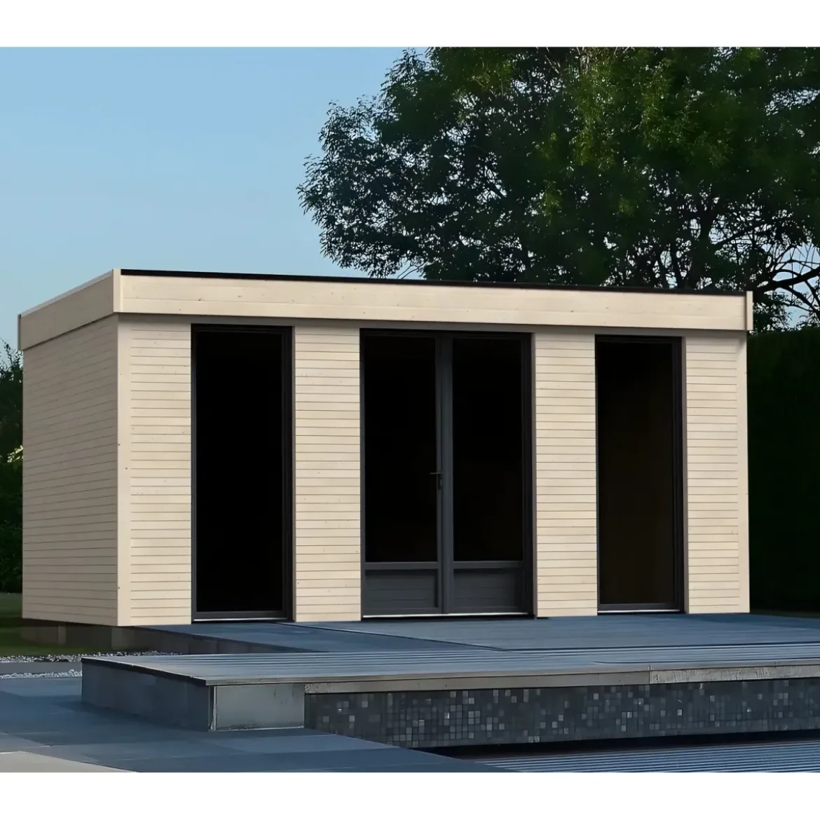 Casetta in Legno Abitabile 5x3.6 metri Parete Isolanti Porta Finestra Giardino